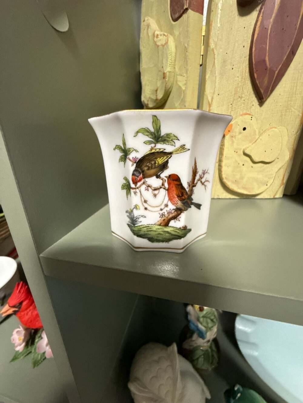 Herend Rothschild Bird Octagonal Cigarette Holder